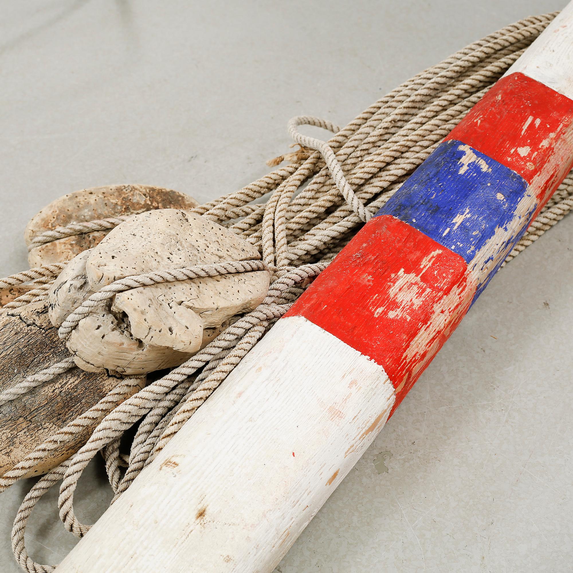 Five floating devices for lobster fishing.