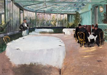 421. Hugo Birger, "Interiör från Restaurant Ledoyen" (Studie till "Frukosten") Interior from Restaurant Ledoyen, Study for "The Breakfast".