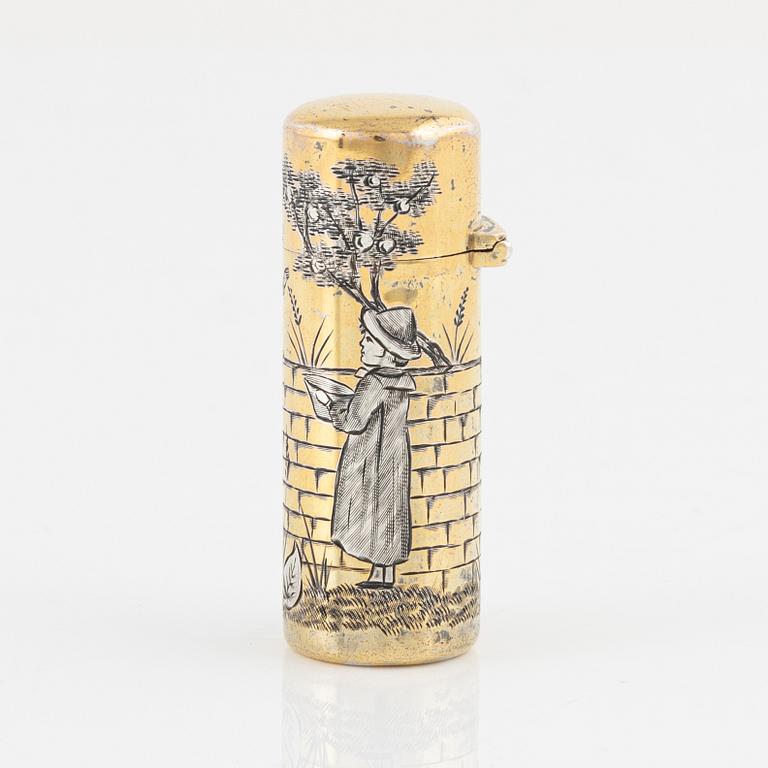 An English Parcel-Gilt Silver Perfume Bottle, mark of Sampson Mordan & Co, London 1883.