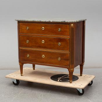 A mahogany veneered late Gustavian style chest of drawers, mid 20th Century.