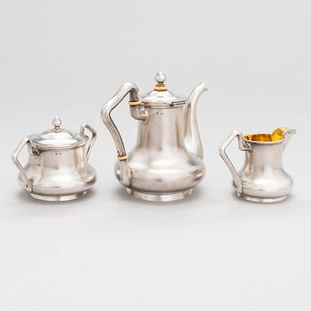 A 4-piece silver tea set, maker's mark of Gerasim Mitrofanov, Moscow 1908-1917. Assay master Ivan Sergeyevich Lebedkin.