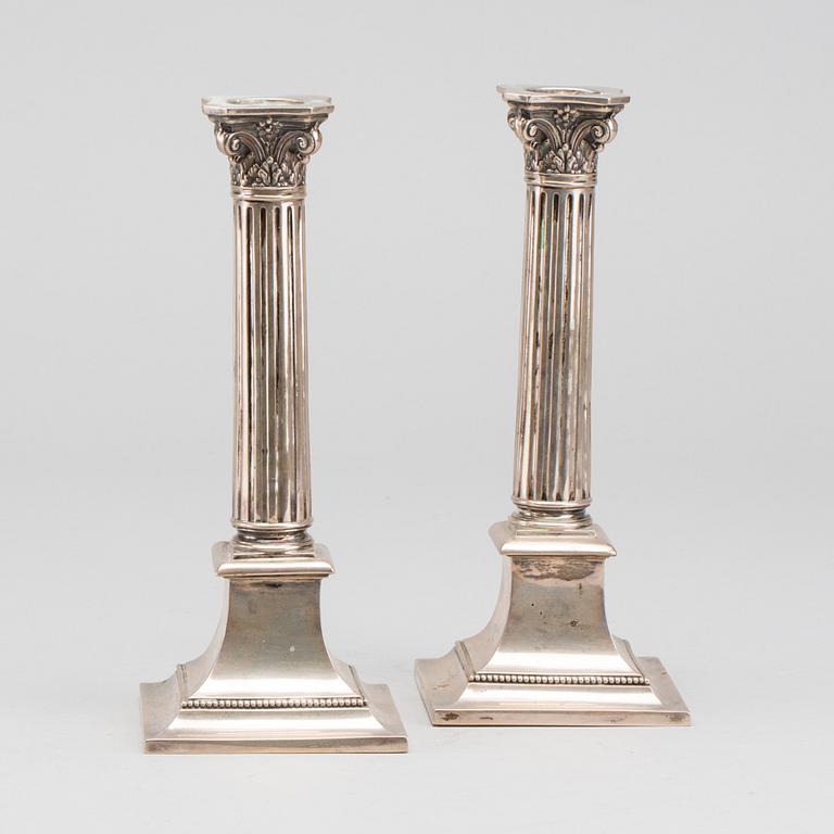 A Swedish pair of 20th century silver candle sticks, mark of K. Andersson Stockholm 1909(?).