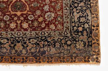 An antique silk rug, probably Istanbul, Turkey, c. 181 x 127 cm.