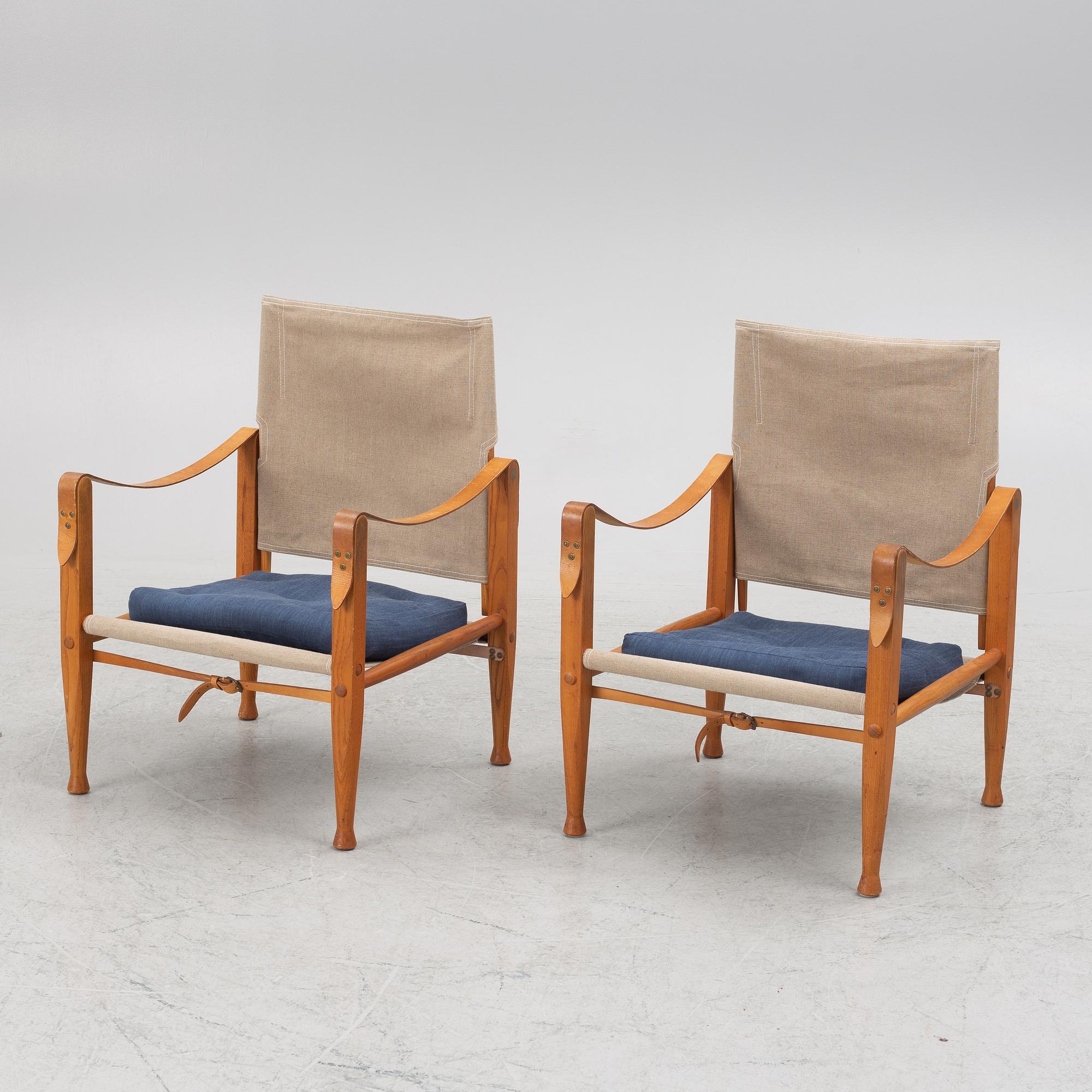 Kaare Klint, fåtöljer, ett par, "Safari Chair", Rud. Rasmussen, Danmark.