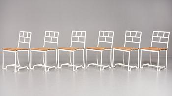 Carl Hörvik, a set of six white lacquered garden chairs for 'Stadshotellet Båstad' or 'Restaurant Lindgården', ca 1927-29.