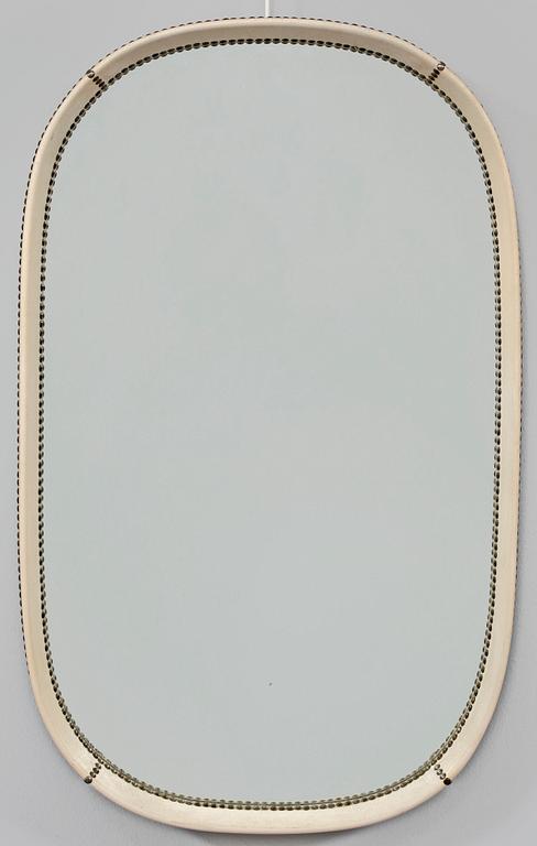 An Otto Schulz egg-shell coloured artificial leather mirror by Boet,
