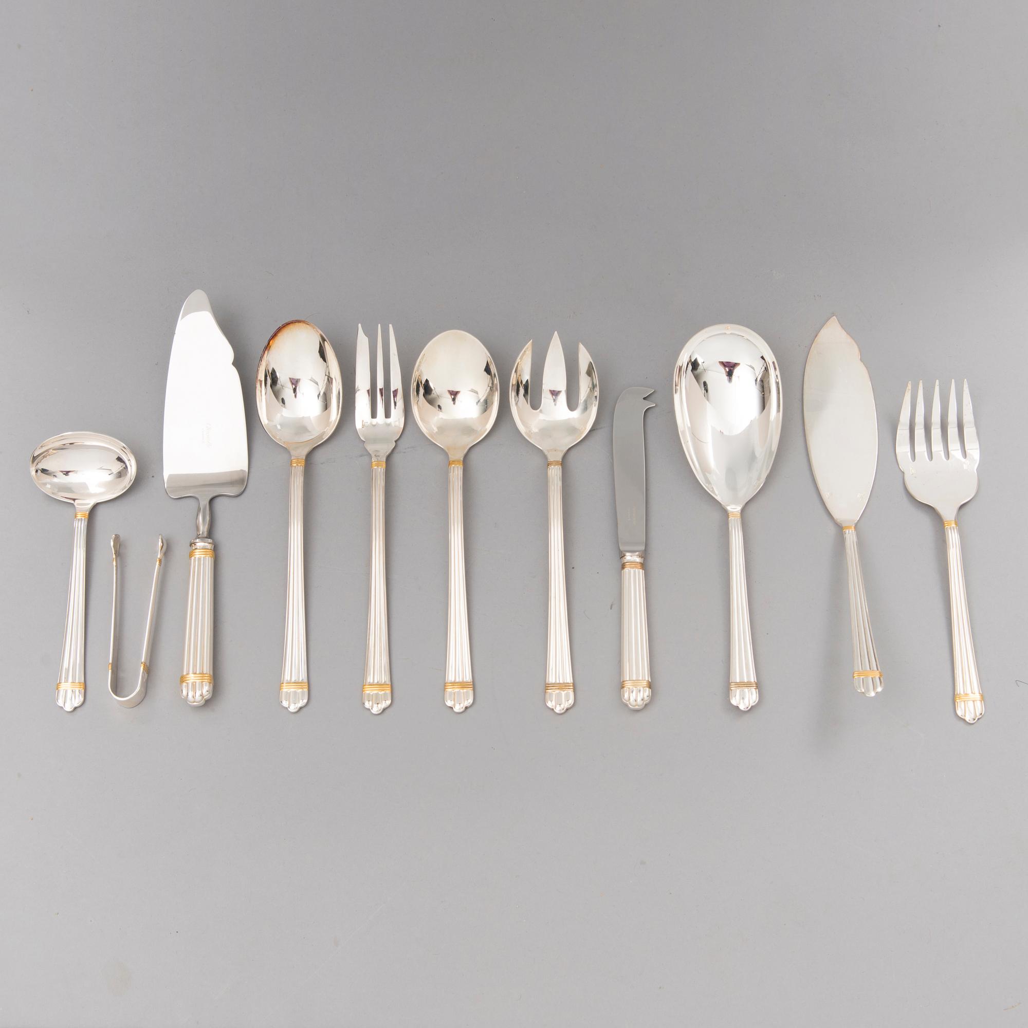 CHRISTOFLE 123-piece Aria Gold Ring Silver Plated Cutlery