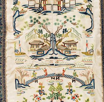Three Chinese  textiles, early 20th century and mid 19th century.