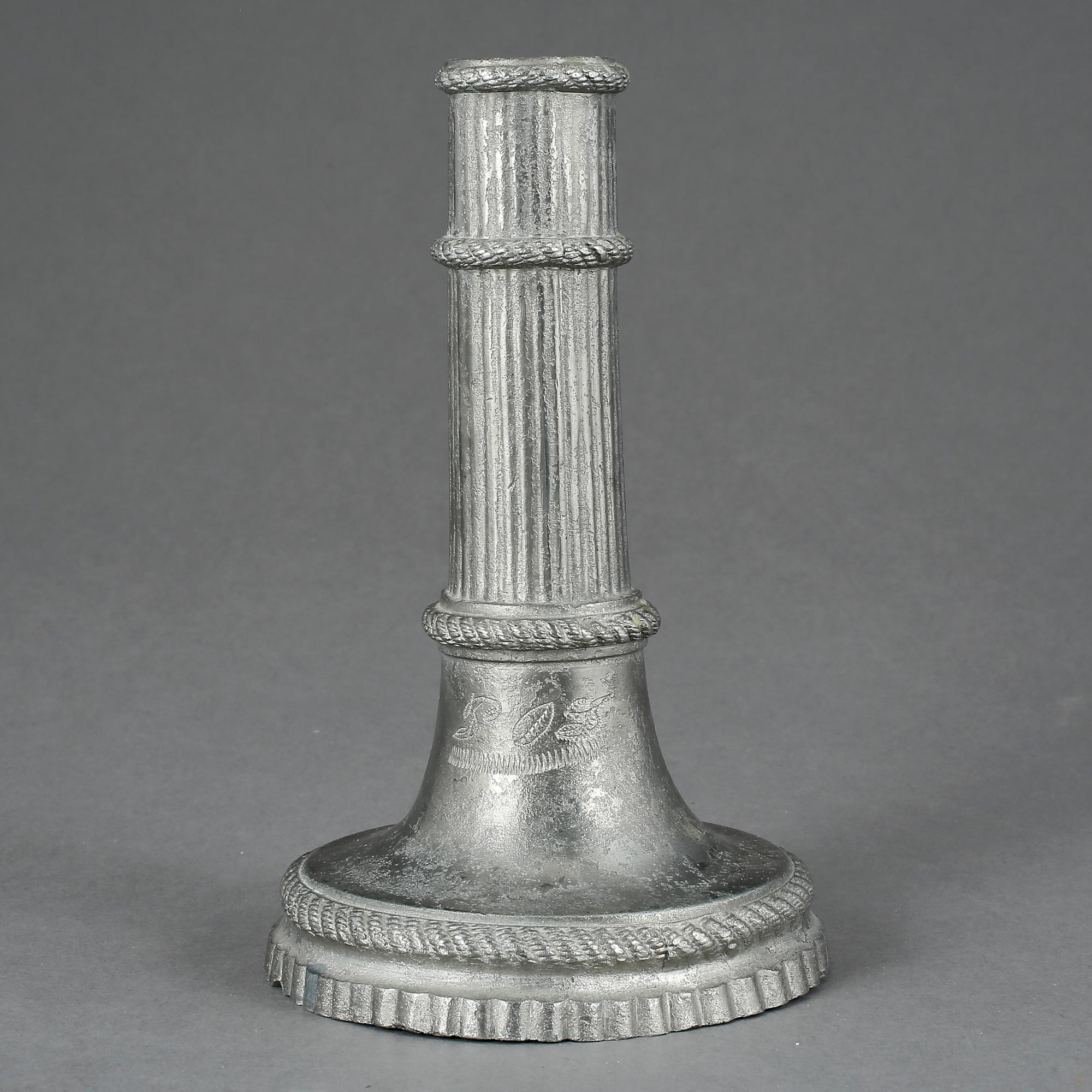 LJUSSTAKE, tenn, gustaviansk, sent 1700-tal.