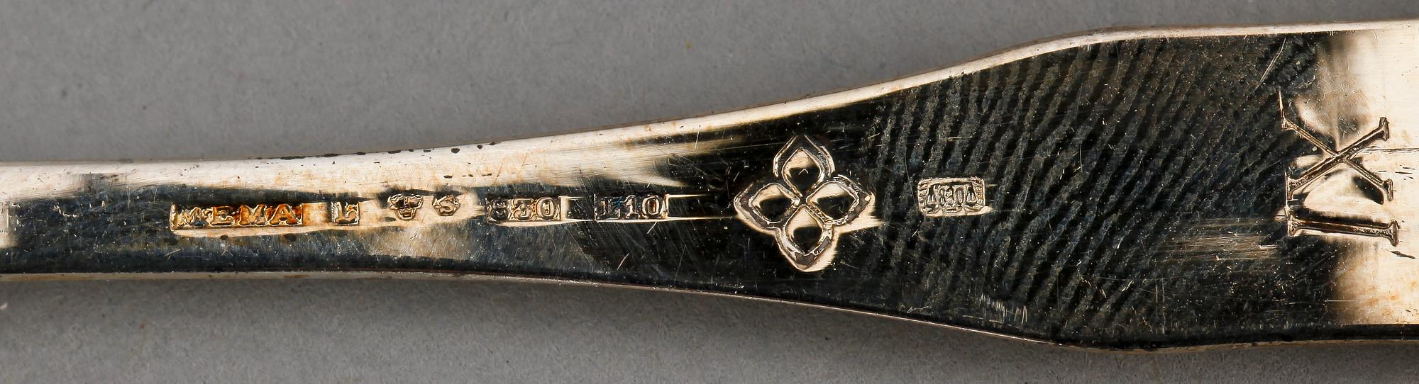 SKEDAR, 7 st, silver, Sverige 1900-tal. Tot vikt ca 130 gram.