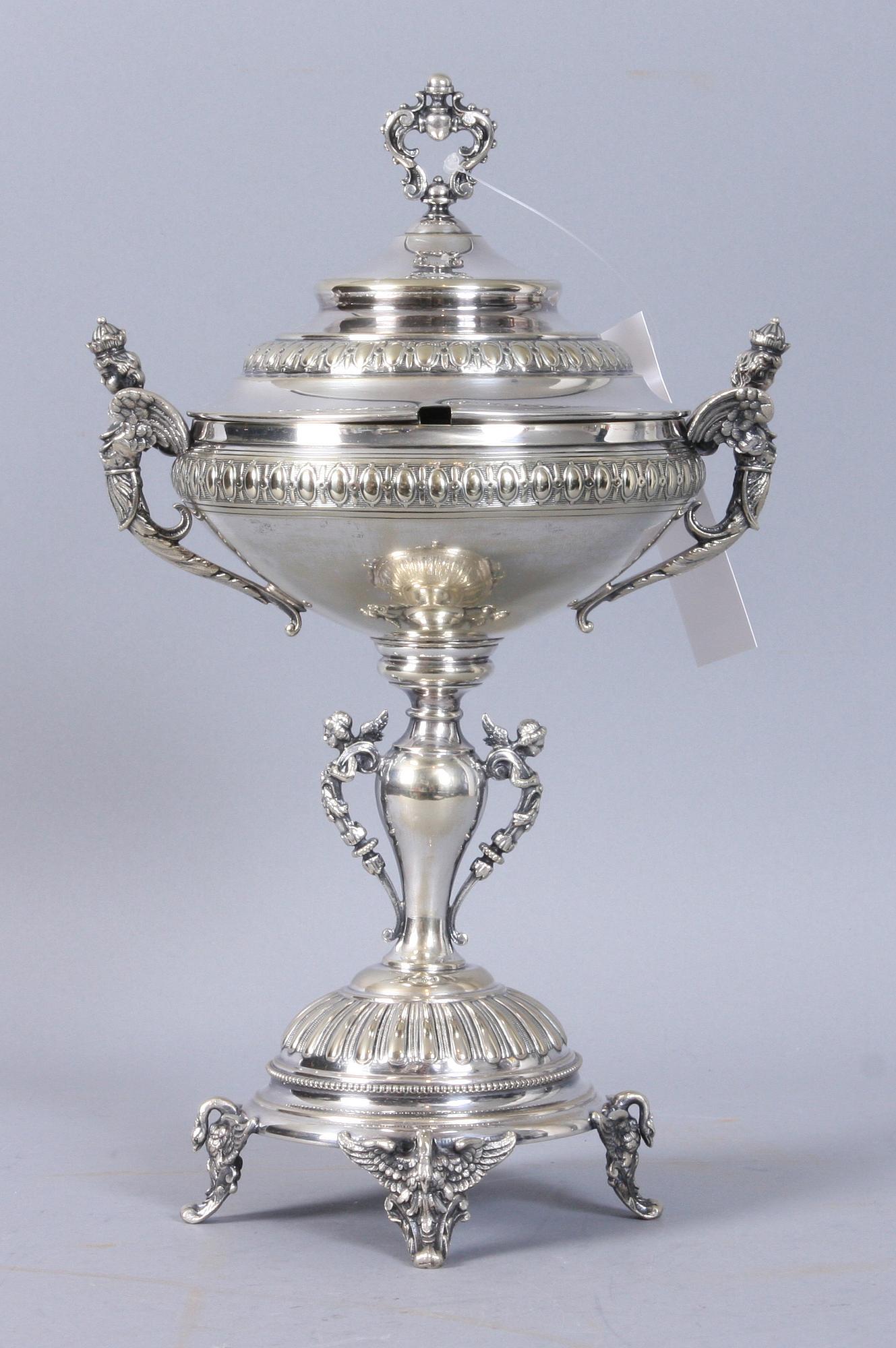 SOCKERSKÅL, nysilver, omkring sekelskifte 1800/1900.