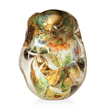 A unique Per B Sundberg 'fabula' glass vase, Orrefors 2001.