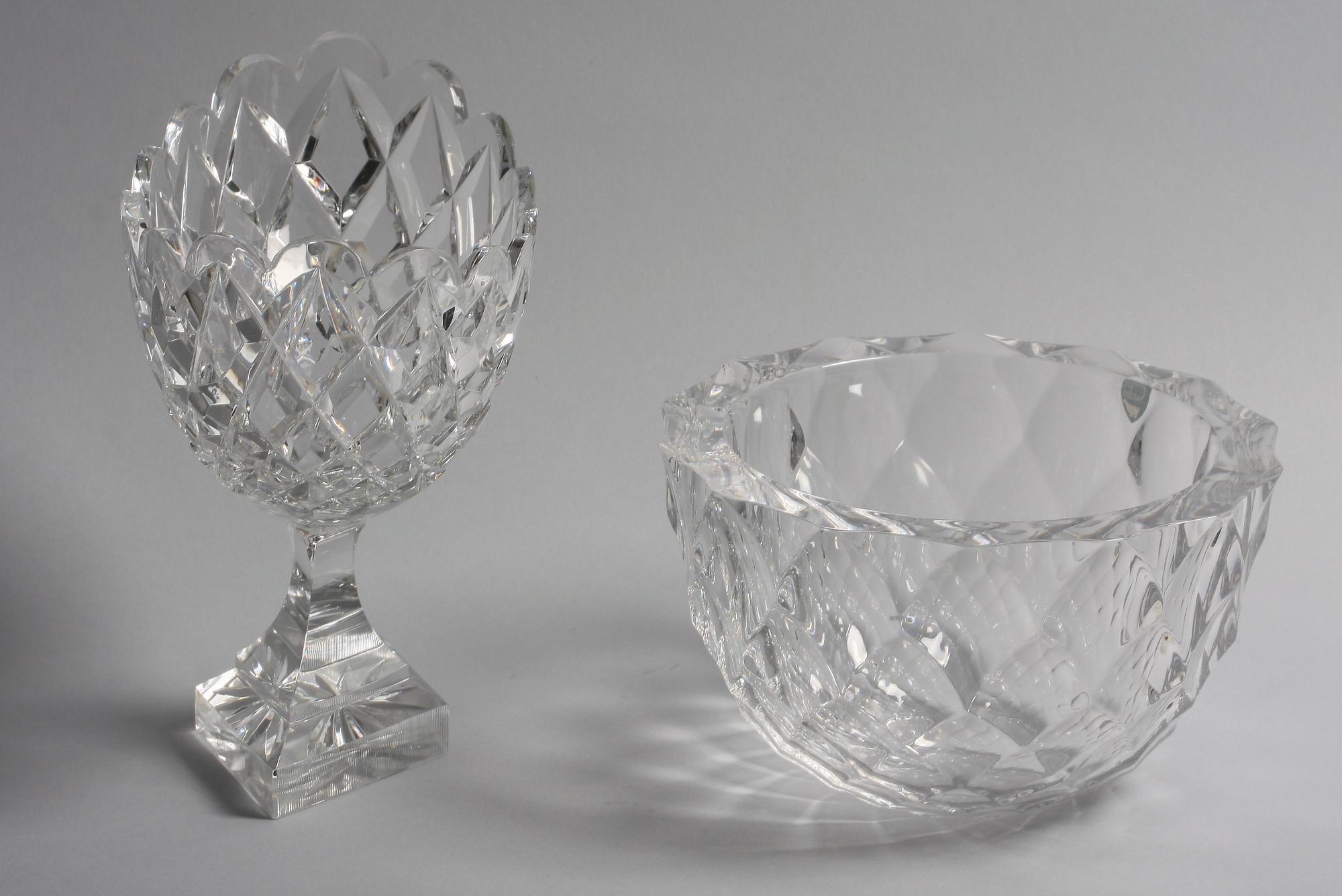 SKÅLAR, 2 st, glas, bla Orrefors, 1900-tal.