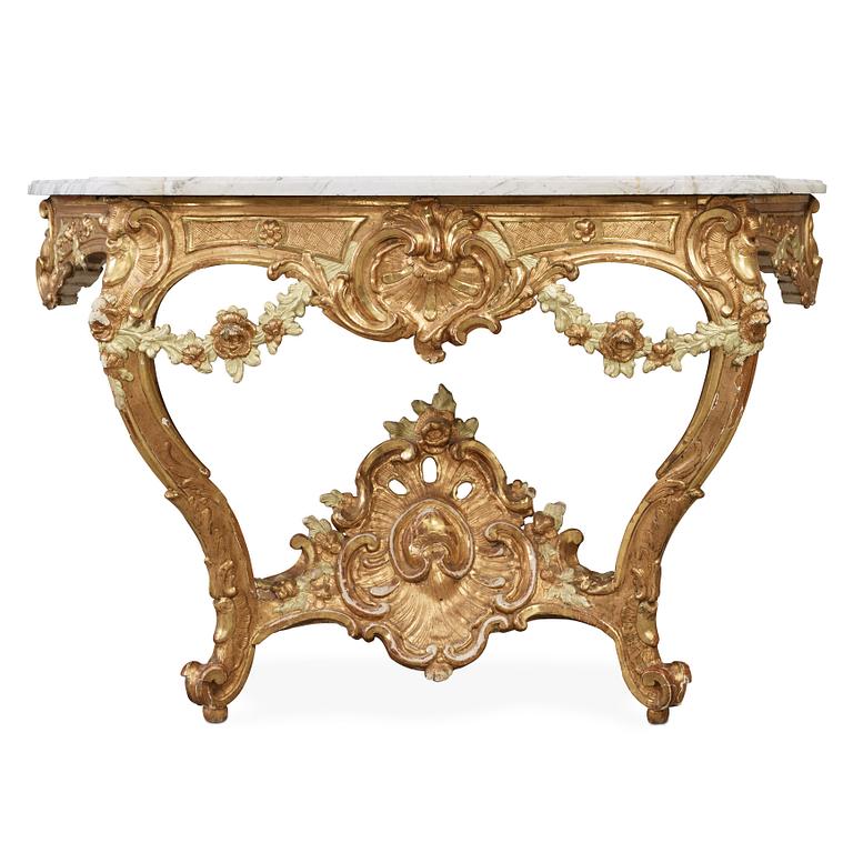 A Swedish Rococo 18th century console table by Adam Flodin, master 1758.