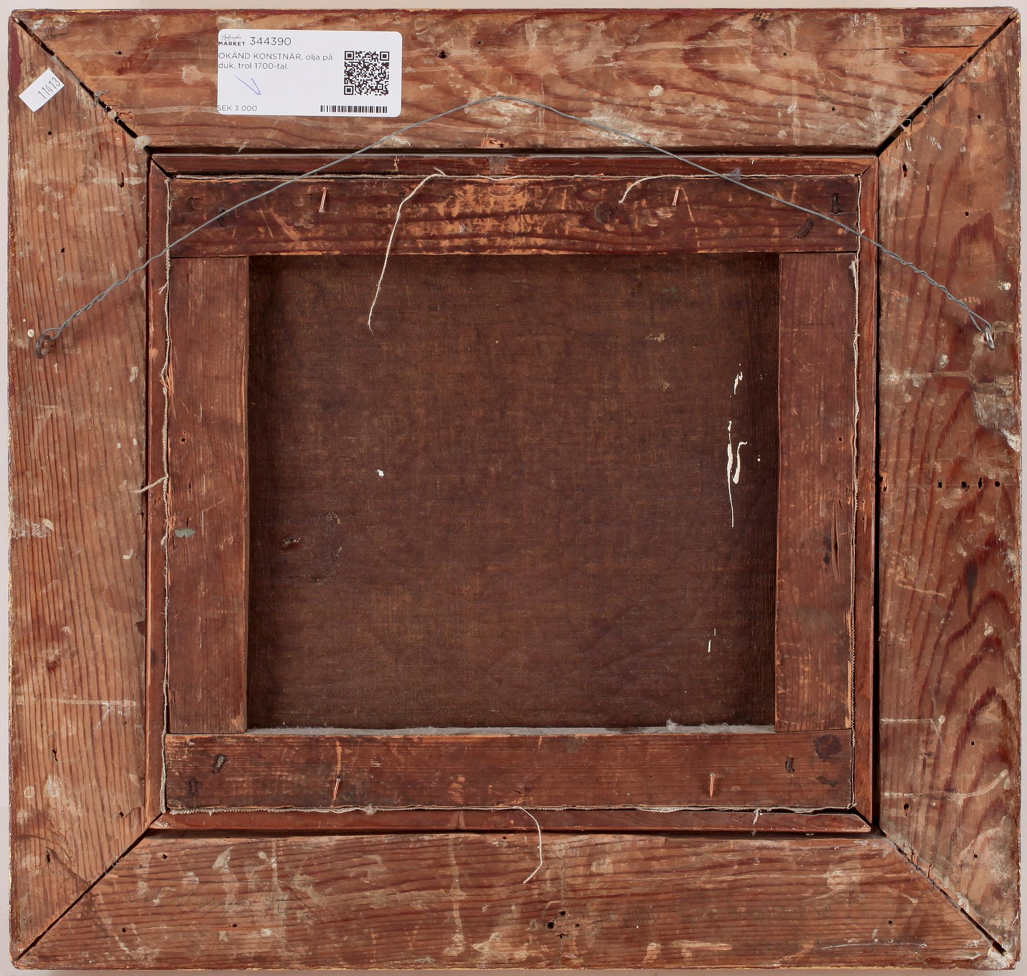 OKÄND KONSTNÄR, olja på duk, trol 1700-tal.