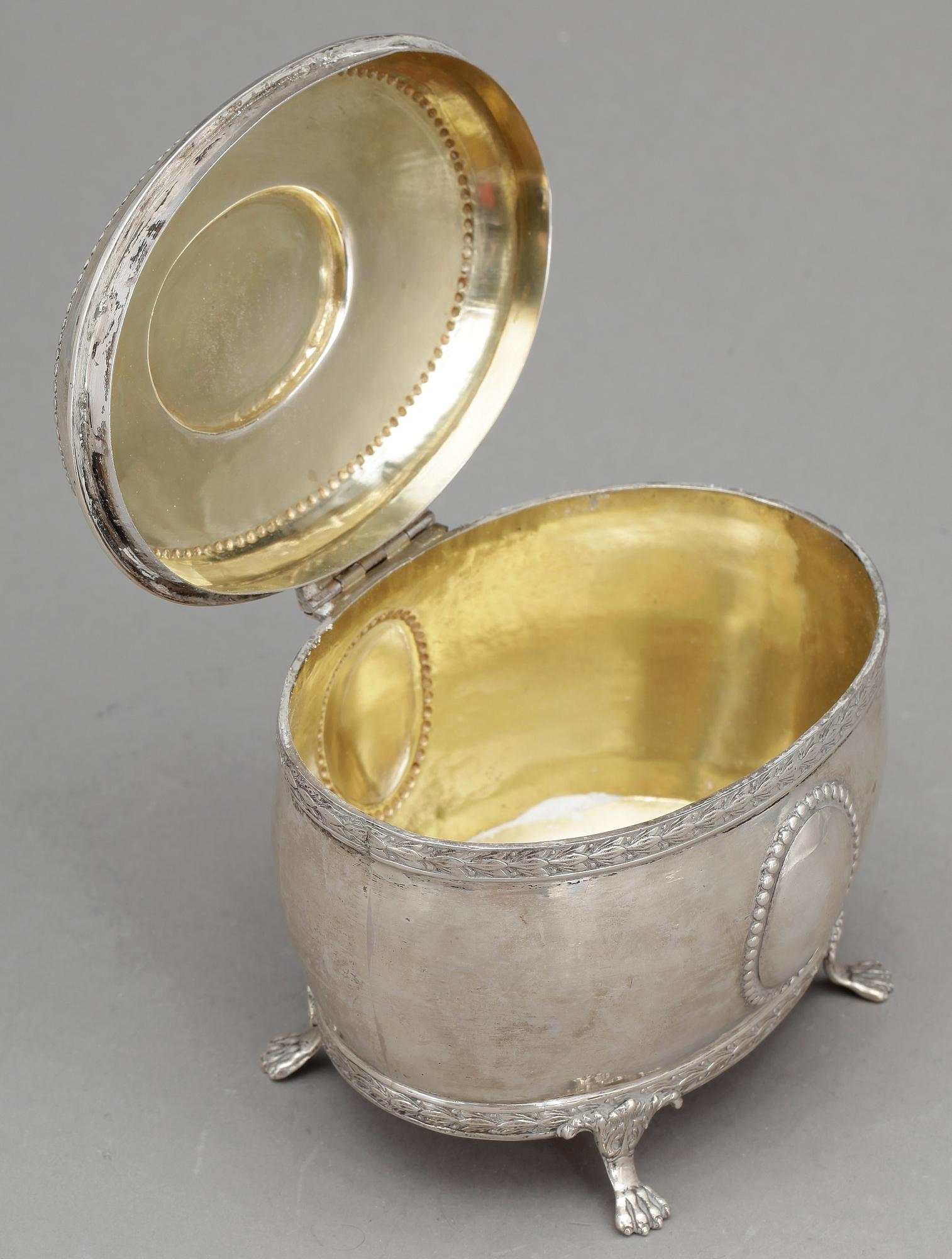 SOCKERSKRIN, silver, Sam Pettersson AB, Linköping, 1932. Vikt ca 446 gram.
