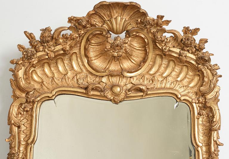 A Swedish Rococo mid 18th century mirror.