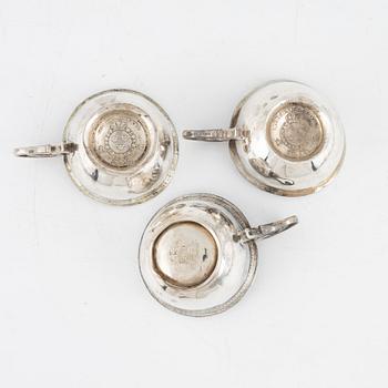 Supkoppar / tumlare, 3 st, silver, bl a Henrik Nourin, Norrköping 1754.