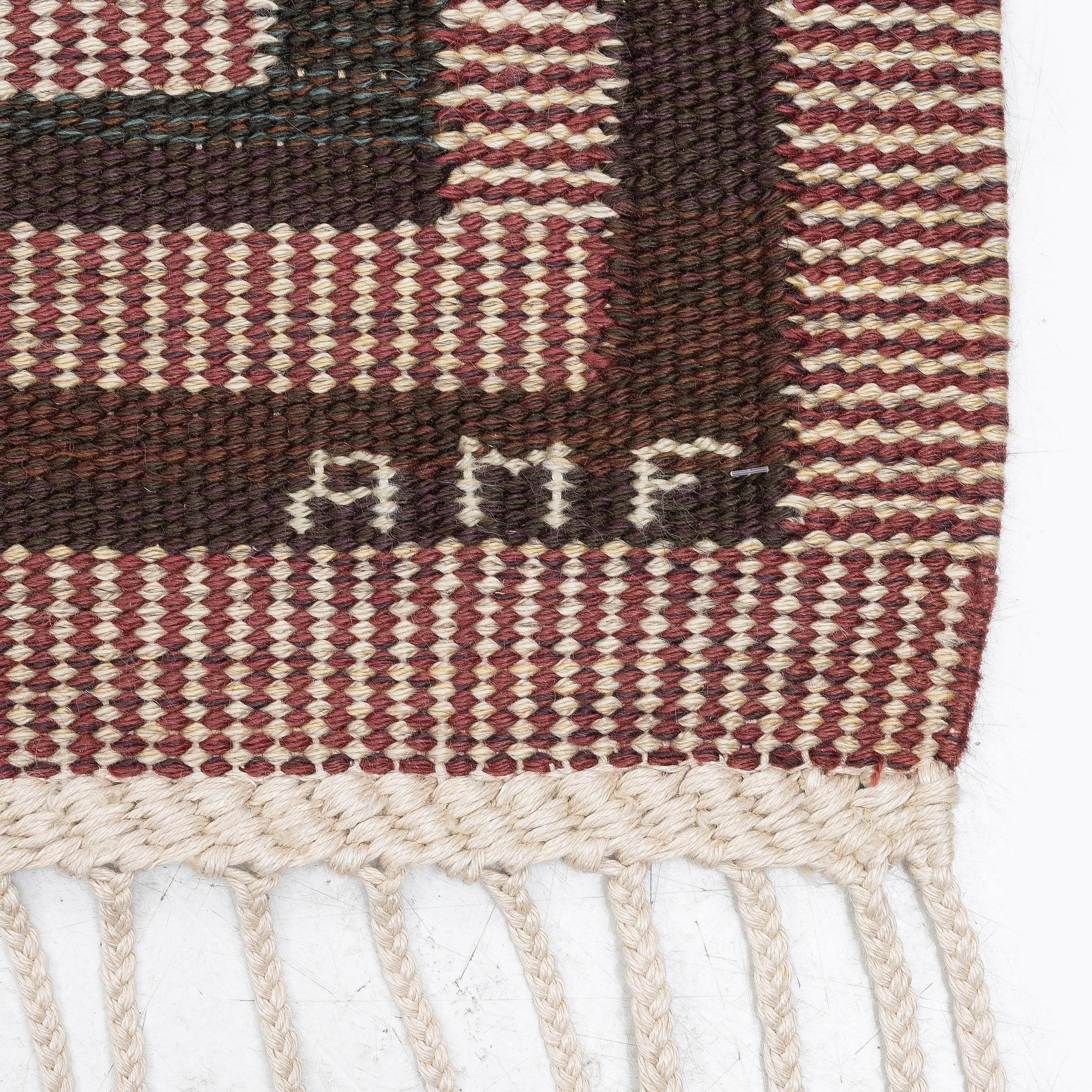 Ann-Mari Forsberg, a carpet, "Tvistrutan", flat weave, c. 275 x 195 cm, signed AB MMF AMF.