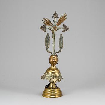 A 19th century brass and copper crucifix.