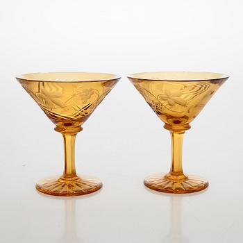 Cocktail-setti, 8 osaa, Karhulan Lasitehdas 1930-luku.