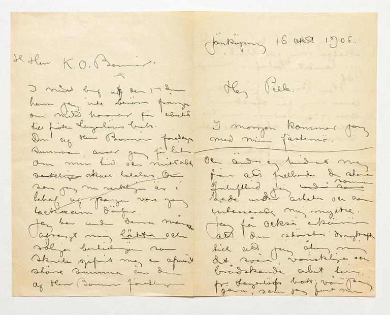 John Bauer, Tre brev mellan John Bauer och Bonniers om illustrationerna till Nils Holgersson.