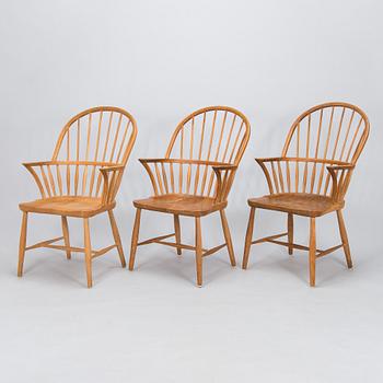 Nojatuoleja, 3 kpl, 1900-luvun loppupuoli.