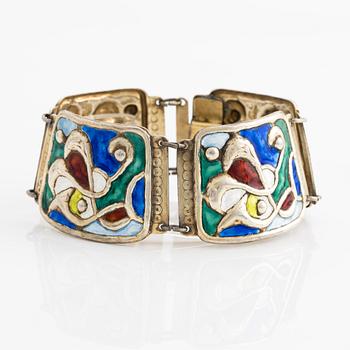 Bracelet, silver with enamel, Öystein Balle.