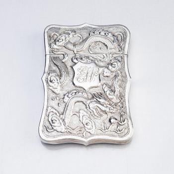 A Chinese Export silver calling card case, circa 1900.