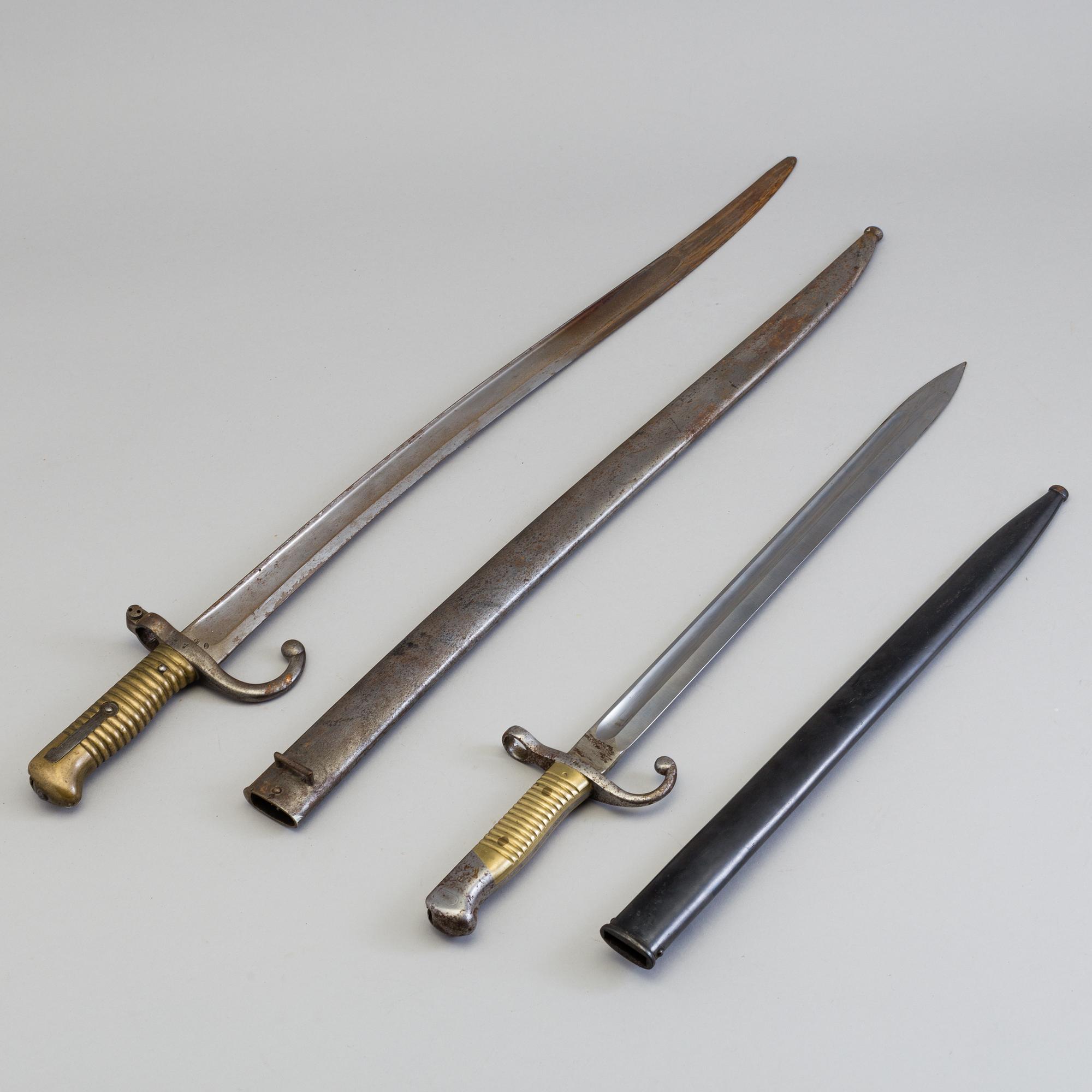 Two second half of the 19th century bayonets, one from France.