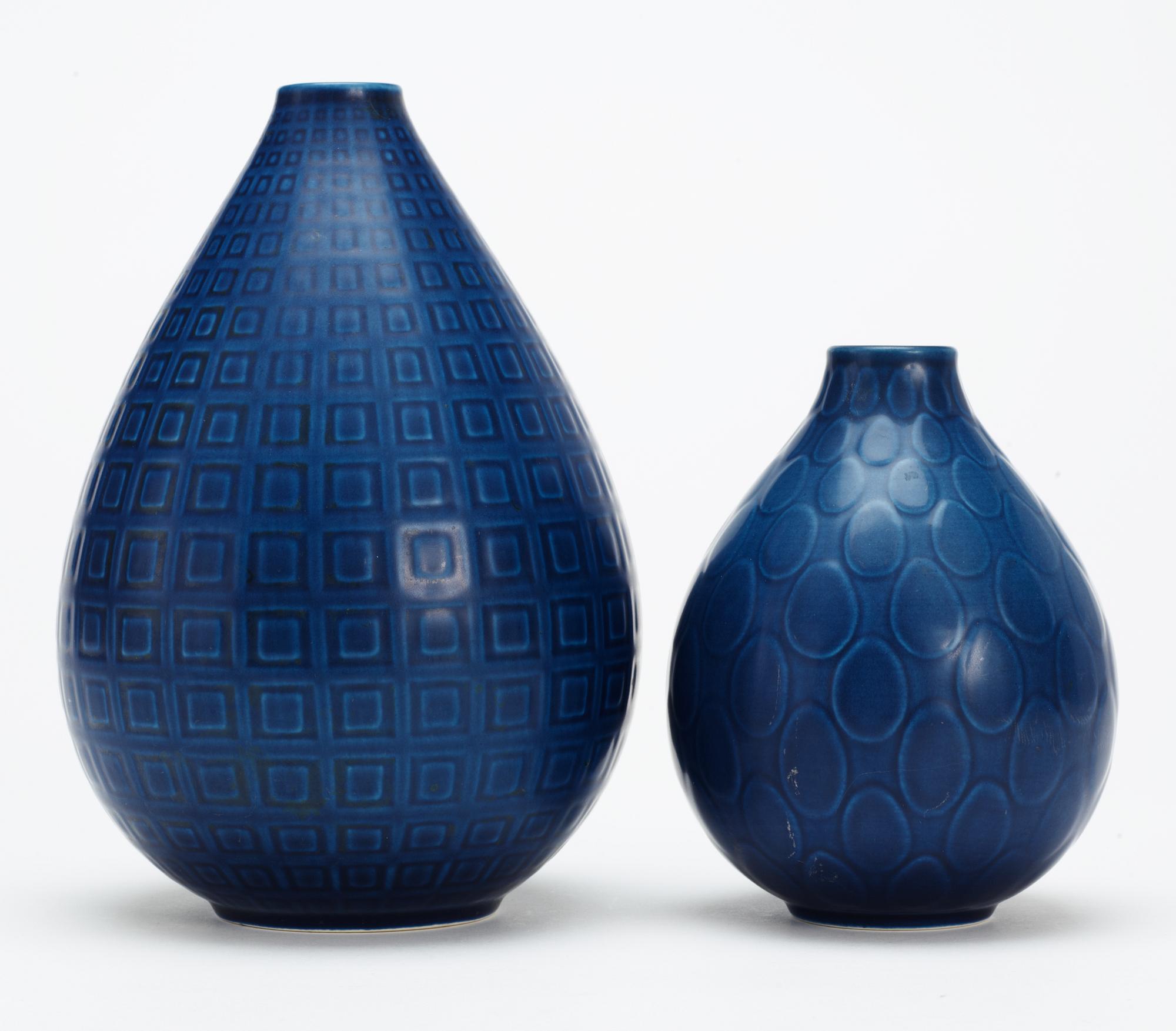 Two Nils Thorsson "Marselis" stoneware vases, Aluminia, Denmark, 1950's.