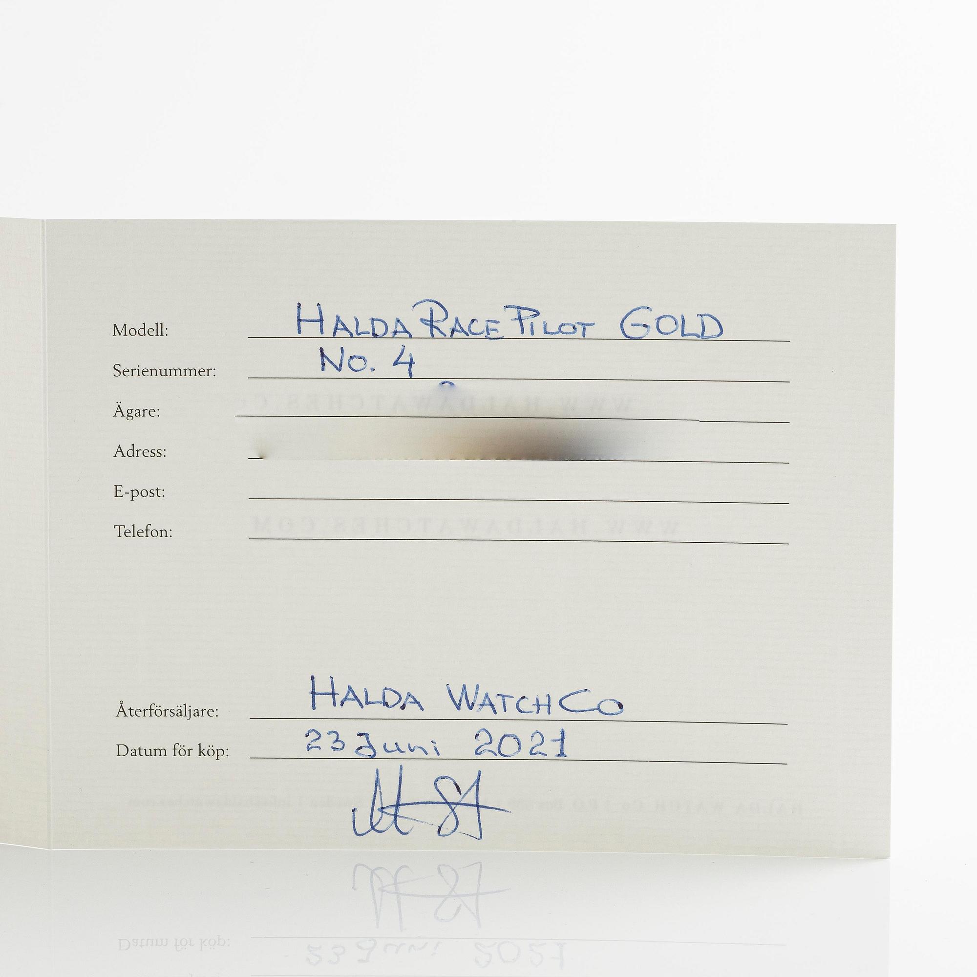 Halda, Race Pilot Gold, ca 2021.