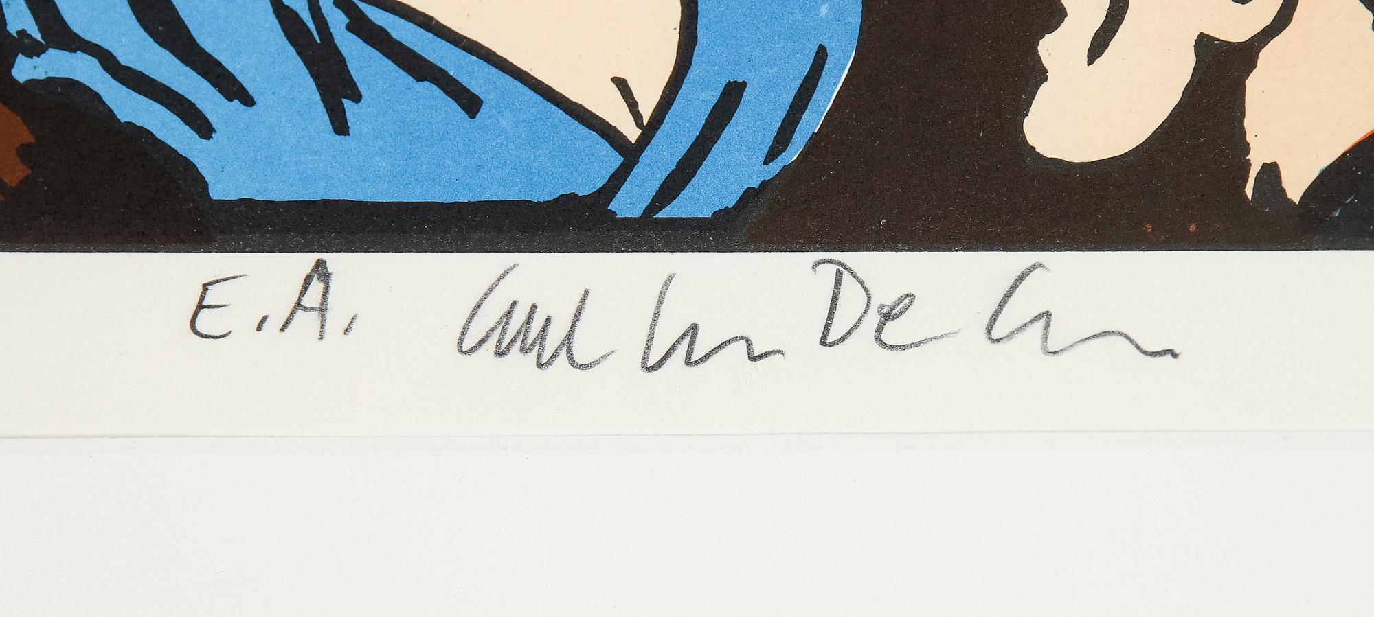 CARL JOHAN DE GEER, färglitografi, signerad EA.