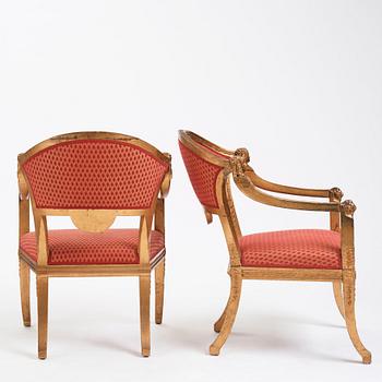 A pair of Swedish chairs in N C Salton's manner,  19th century.