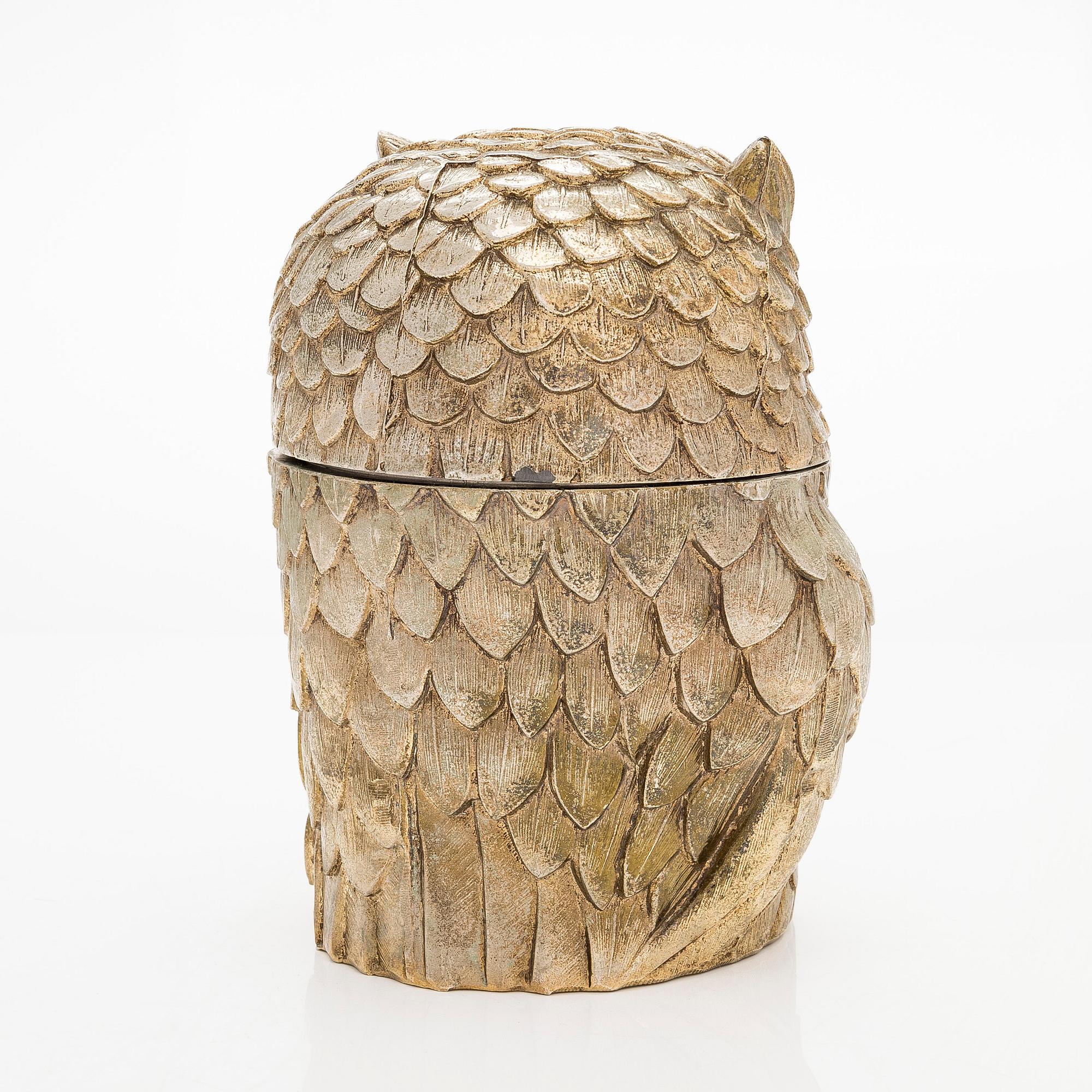 Mauro Manetti, a 1960s owl ice-bucket, Fonderia d'Arte, Italy.