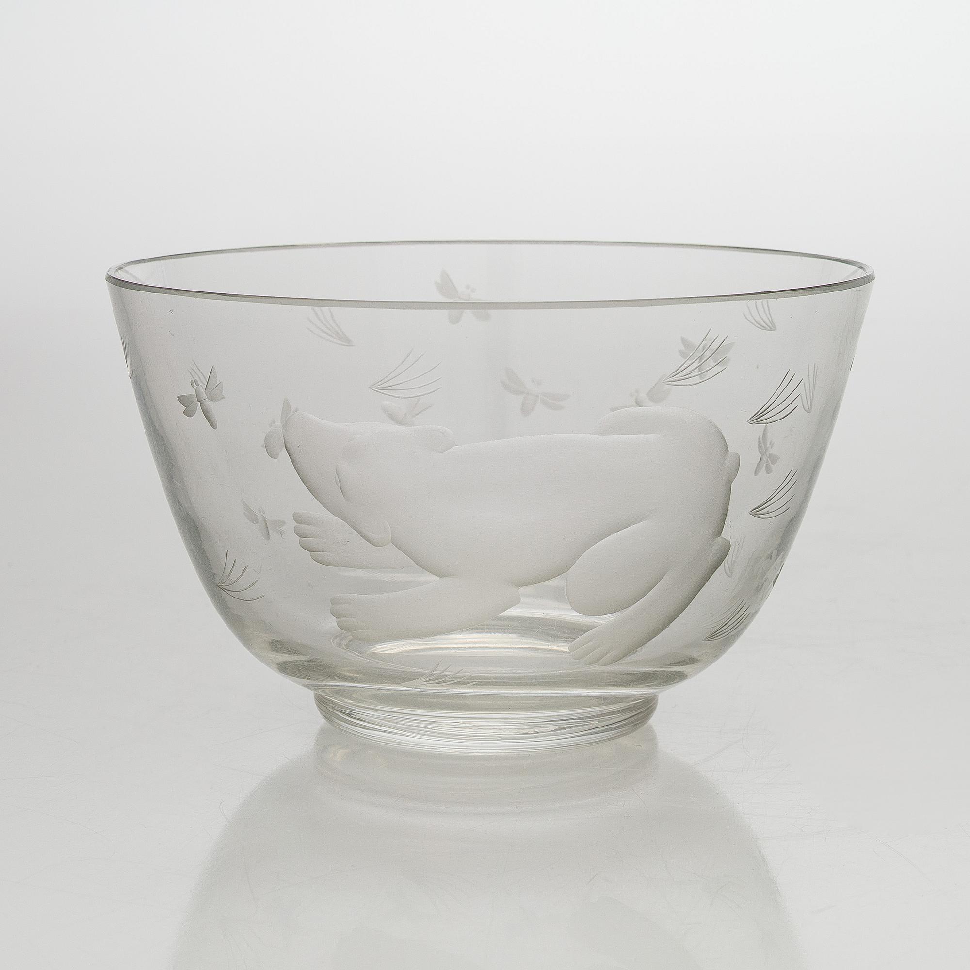 Arttu Brummer, A glass bowl signed  A. Brummer -35 Oy Riihimäki.