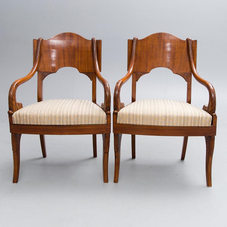 A PAIR OF RUSSIAN ARMCHAIRS, empire early 19th century.