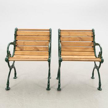 Garden armchairs, a pair, Norrahammar's Ironworks, 20th century.