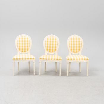 Stolar, 3 st, gustaviansk stil, omkring 1900.