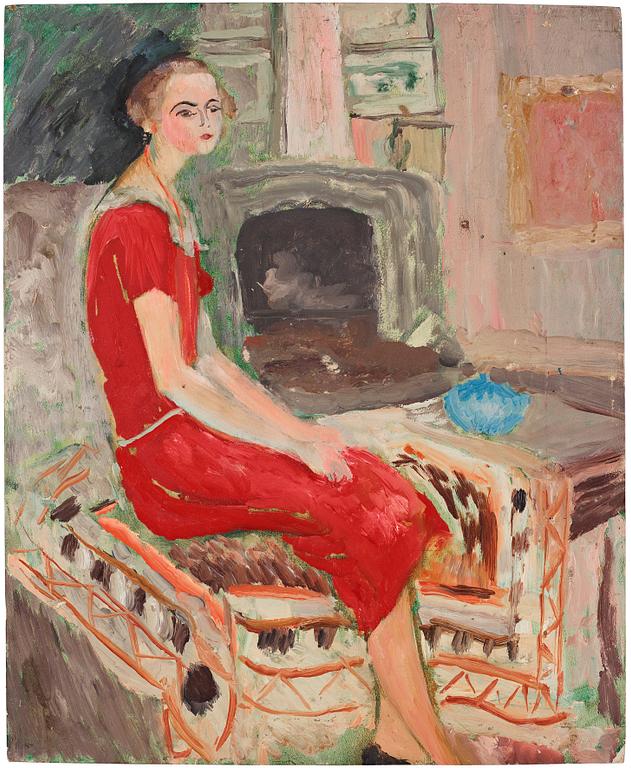 Sigrid Hjertén, The red dress.