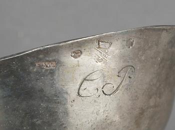 PARTI SILVER, 9 delar, 1800-1900-tal. Svenska, italienska och ryska stämplar. Vikt 709 gr.
