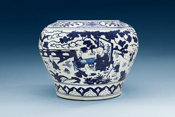 A large blue and white 'boys' jar, Ming dynasty, Jiajing´s six characters mark and of the period (1522-1566).