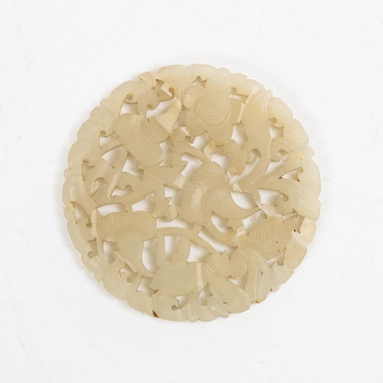 Bojan med trälock med nefrit, Kina sen Qingdynasti.