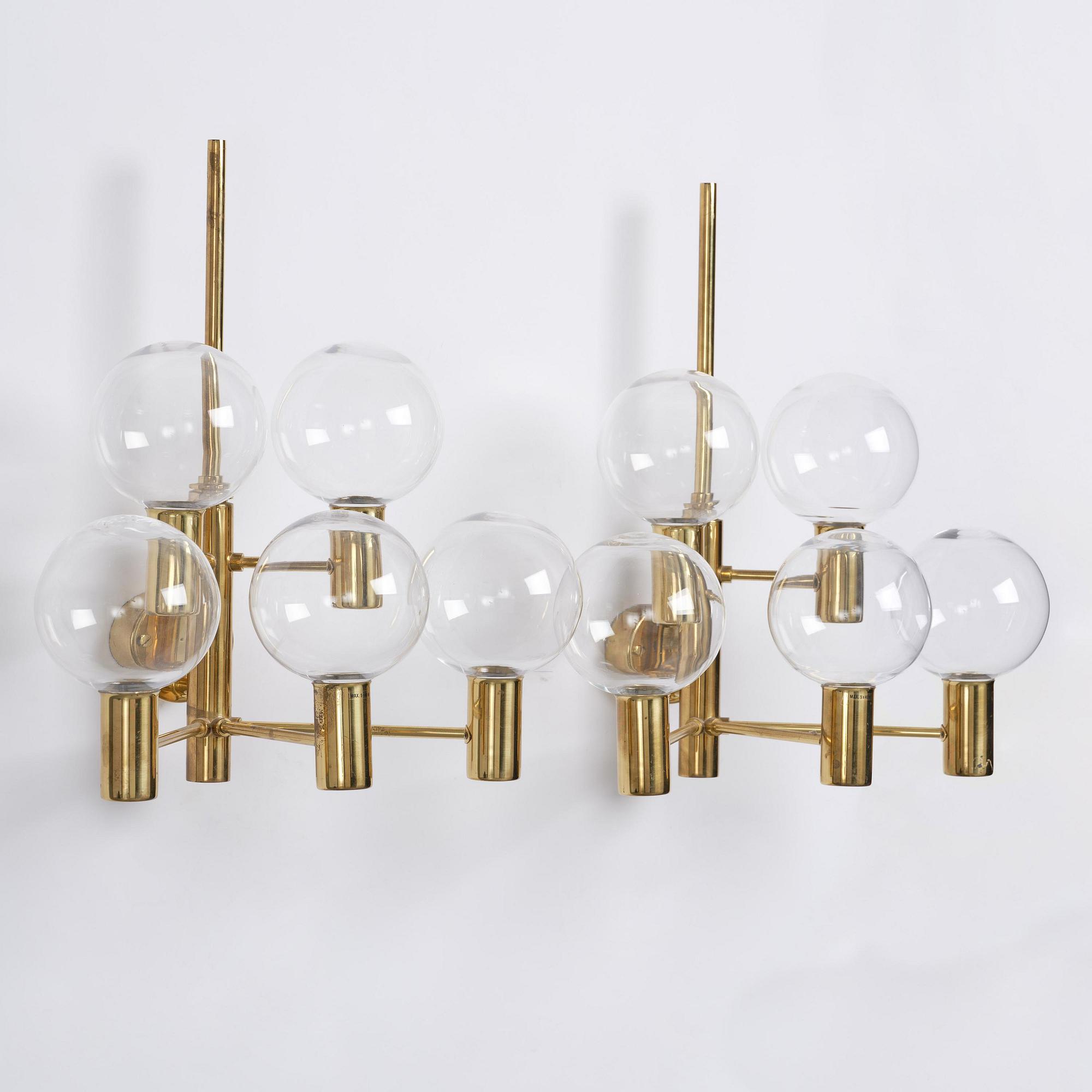 Hans-Agne Jakobsson, a pair of wall lamps model "V287", Hans-Agne Jakobsson AB, Markaryd, 1960s-70s.
