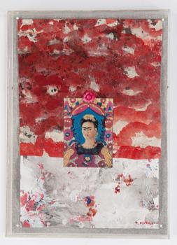 Ingegerd Möller, mixed media and collage in plexi. Signed.