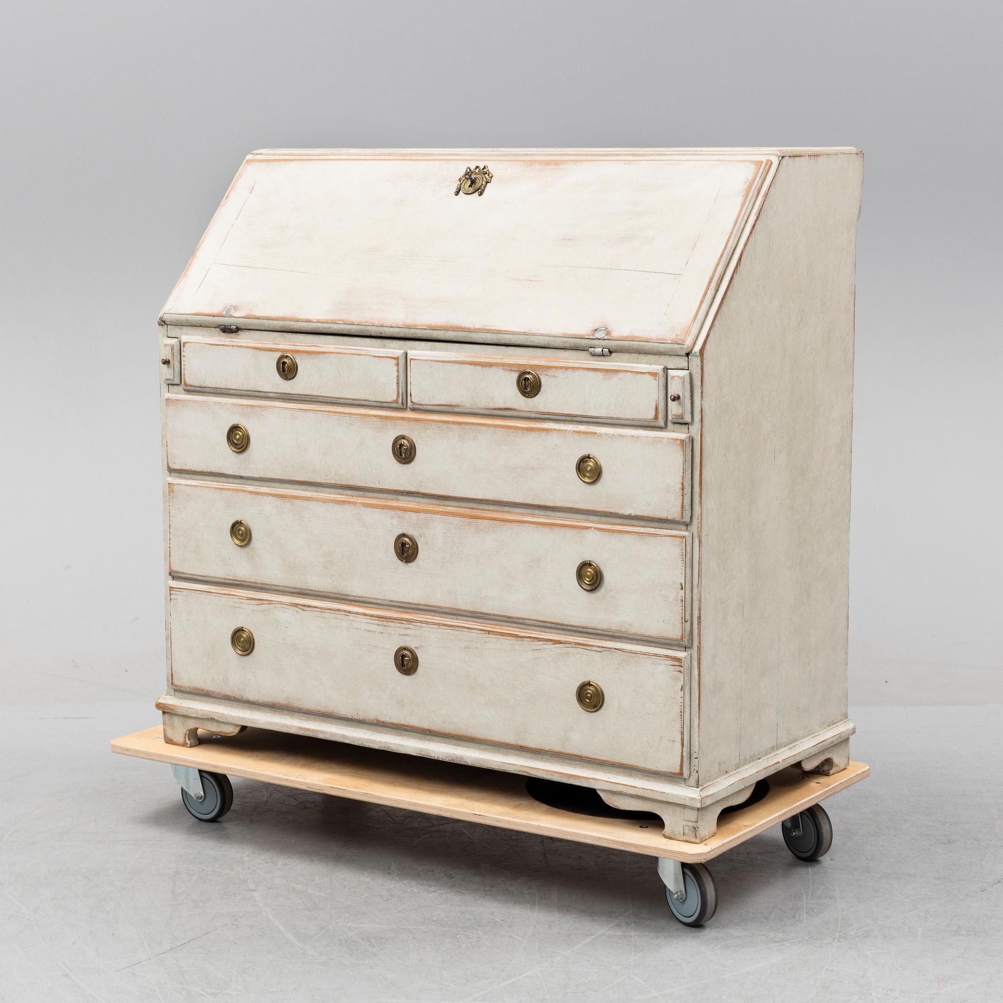 A painted secretaire, 18th Century.