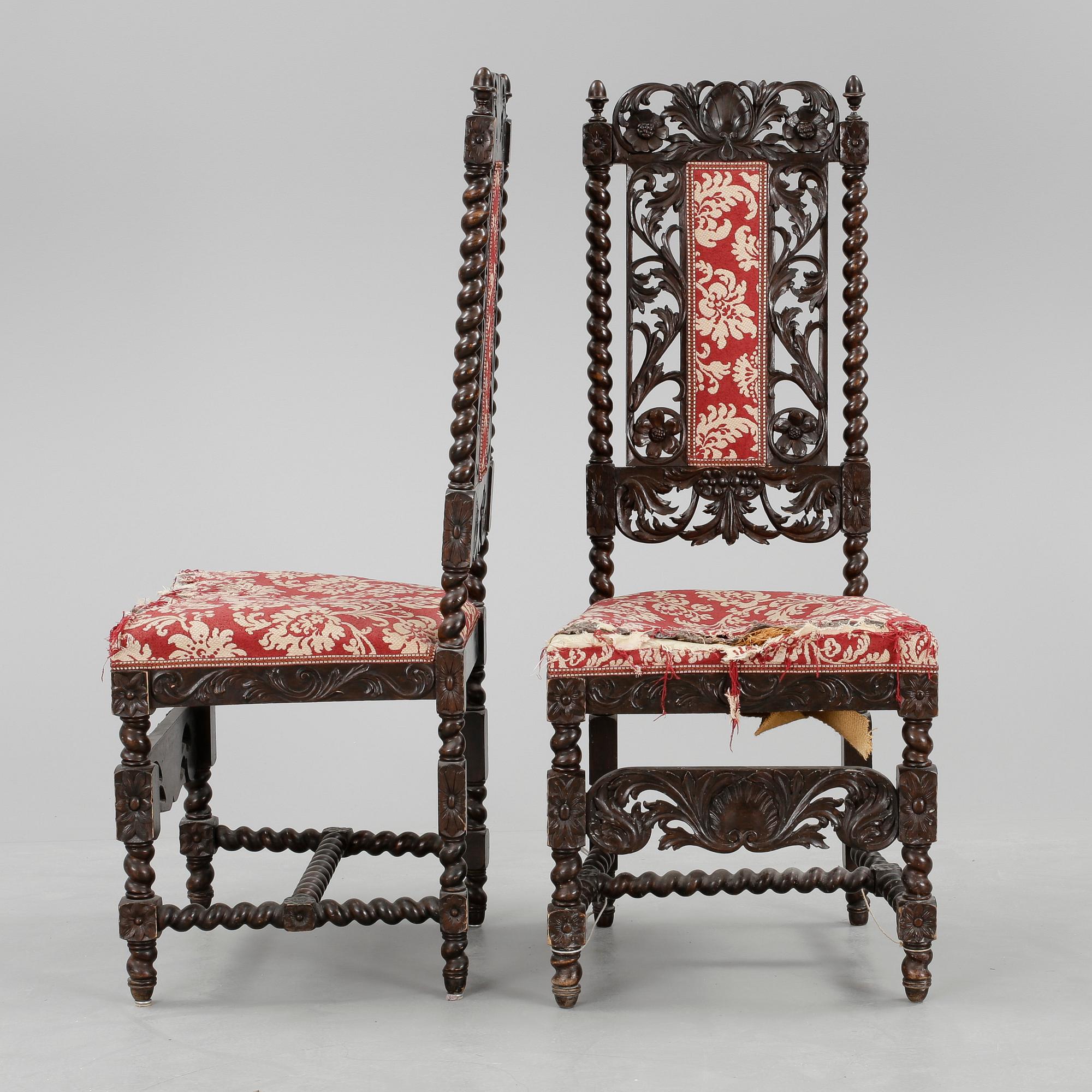 STOLAR, ett par, barockstil, 1800-tal.