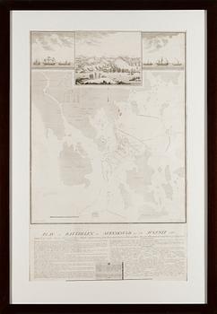 KARTA, SLAGET VID SVENSKSUND AUGUSTI 1789. Ritad av G.Wallberg och graverad av Jacob Gillberg.