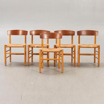 Børge Mogensen, stolar, 5 st, "J39", Fredericia Stolefabrik. Danmark 1900-talets mitt.