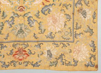 A set of four silk embroideries, Qing dynasty.